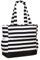 VASCHY Strandtasche Damen, Leichte Handtasche Wasserabweisende Große Faltbare Pooltasche Reisetaschen mit Reißverschluss für Schwimmbad Käufer Schwarz Streifen