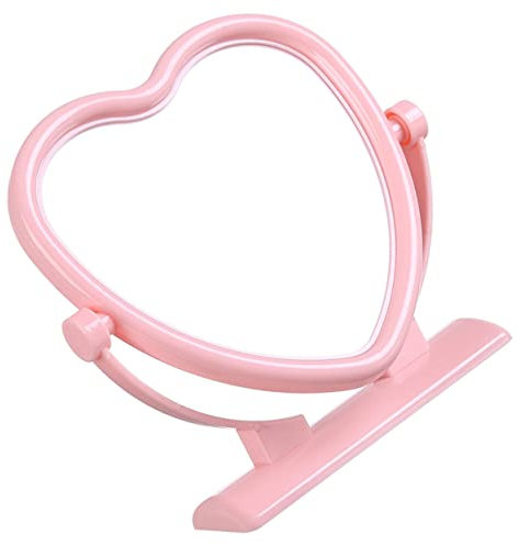 FRCOLOR Miroir De Maquillage Double Face Miroir Portable en Forme De Coeur Bureau De Bureau Coeur Maquillage sur Pied Cosmétique Pivotant De