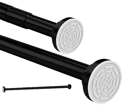 Teleskopstange Siler 50cm-130cm Duschvorhangstange ohne Bohren aus Edelstahl ausziehbare Kleiderstange durch Drehen verstellbar, sicherer Halt für Dusche und Badewanne 85 bis 140cm schwarz