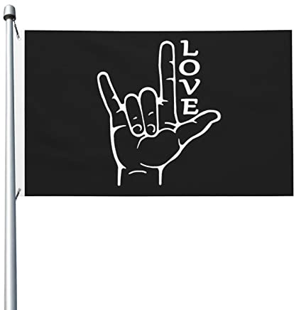 „I Love You-Flagge in Gebärdensprache, 90 x 150 cm, Außen tion, Banner, Hofflagge mit Ösen