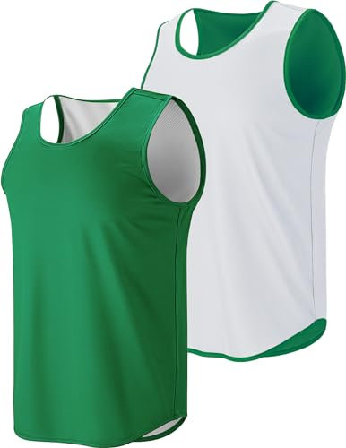 Liberty Pro Leichte wendbare Basketball-Trikots, athletische Hemden, schnell trocknend, Tank-Tops, Team-Uniformen, Grün / Weiß, XL