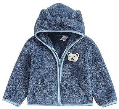 M9ppzzur7 Baby Boys Girls 3D Bear Ears Shape Fleece Long Sleeve Hoody Zip Up Coat Jacket Infant Baby Sweatshirt