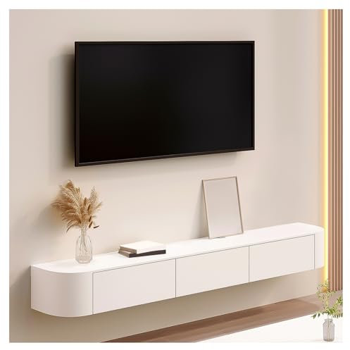 Soporte para TV De Madera, Consola para TV Blanca con Cajones, Estante Flotante para TV para Sala De Estar, Centro De Entretenimiento Mesa para TV con Almacenamiento (Color : Blanco, S : 160cm)