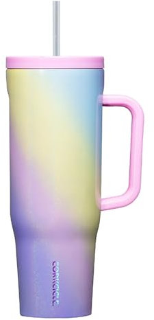 Corkcicle Cruiser Insulated Tumbler with Handle and Straw, Rainbow Unicorn, 40 oz – Reusable Water Bottle Keeps Beverages Cold for 20 Hrs, Hot for 9Hrs