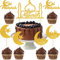 NVTRSD 25 Stück Eid Mubarak Tortendeko, Eid Mubarak Dekoration, Ramadan Kareem Kuchendekoration, Eid Mubarak Glitzer Topper, Muslimische Party Schmuck, Islamische Stern und Mond Cupcake Dekoration