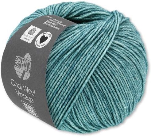 Frida's Wollhaus Lana Grossa 50 g Cool Wool Vintage Merino Wolle Garn Stricken Häkeln 16 Farben (7367 | Petrol)