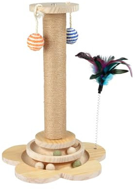 Love Story, Kratzsäule mit integriertem Spielzeug, Juteseil und Holzstruktur, 30 x 40 cm