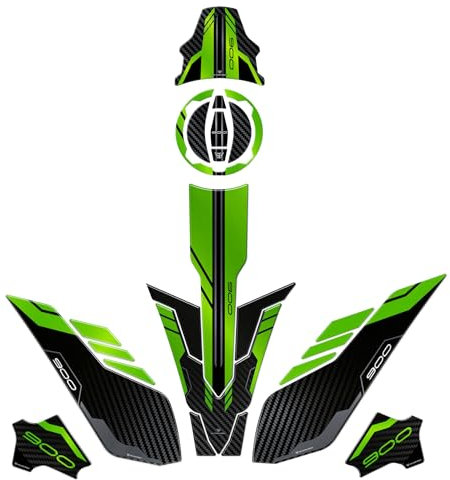 Resin Bike Adhesivos de Moto Compatibles con Kawasaki Z900 2023-2024. Protección del Tanque, Guardabarros, Paramanos de Choques y Arañazos de Moto. Kit Adhesivo 3D Resinado - Made in Italy