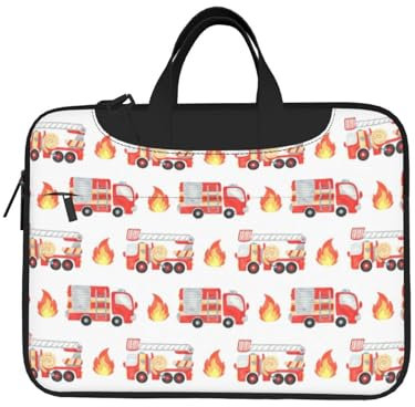 FJQWKLF Computertasche, Motiv: Feuerwehr und Feuerwehrauto, verstellbarer Schultergurt, Laptoptasche für Damen und Herren, Handtasche