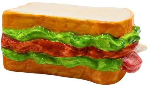 Dekohelden24 Keramik Spardose als Sandwich - Weissbrot - Sandwichspardose - Saving-Box, Größe L/B/H: ca. 12 x 6 x 15 cm