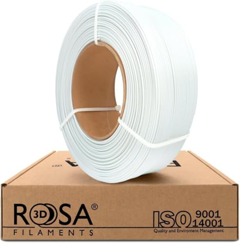 ROSA3D PLA Filament 1.75 mm für 3D Drucker, PLA Weiß, Refill Filament 1kg