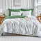 Tokokimo Duvet Cover Double - Green Little Leaves Pattern Bedding Set 3 pieces, Soft Microfiber Double Duvet Set with Pillowcases for Bed, Plants Duvet Cover 200x200 cm, White/Plant