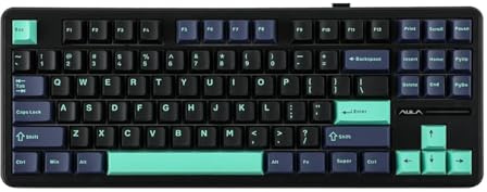 AULA F87 Mechanische RGB TKL GrayWood V4 Switch Wireless Makrol Hot Swap Tastatur schwarz