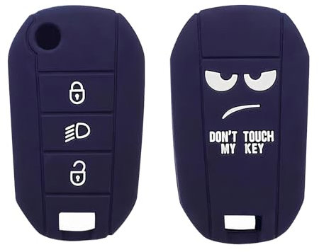 Coque porte-clés accessoires pièces de rechange housse de clé télécommande étui en silicone pour clé voiture pour Peugeot 208 308 3008 2008 307 pour Peugeot 508 407 Expert Rifter Partner (Bleu)