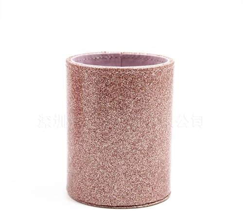 Pot à crayons multifonction en cuir PU avec paillettes roses pour pinceaux de maquillage, brosses à dents, petits objets