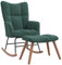 Hommdiy Schaukelstuhl mit Hocker Wohnzimmer Sessel, Balkon Schaukelstuhl, Garten Lounge Stuhl, Freizeit Stuhl Dunkelgrün Mit Fußablage Samt
