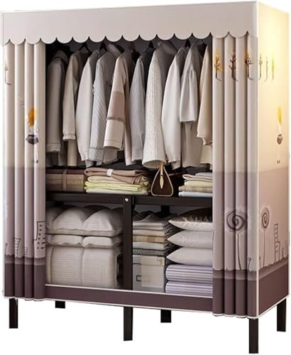 Tragbarer Kleiderschrank aus Stahl, Kleiderschrank, Faltbarer Kleiderschrank, übergroßer Raum, temporärer Schrank für Wohnzimmer, Kleidung, Aufbewahrung, Organizer, Schrank, C, L-80 cm/32 Zo