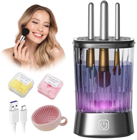 IUHFSIFS 2025 Upgrade Pinselreiniger Make Up【9000RPM Ultra-Power Motor 4.0】【Für Perfekte Reinigung Make-Up-Pinsel】Elektrisch Make Up Brush Cleaner, Mitternachtsschwarz