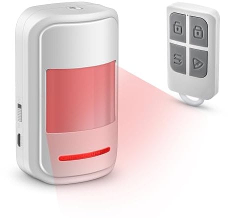 Fuers Motion Sensor Indoor PIR Sensor with Remote Wireless Burglar Alarm System 2 Modes Motion Detectors 100dB Presence Sensor with Siren Motion Sensor Alarm Shop Door Entry Chime