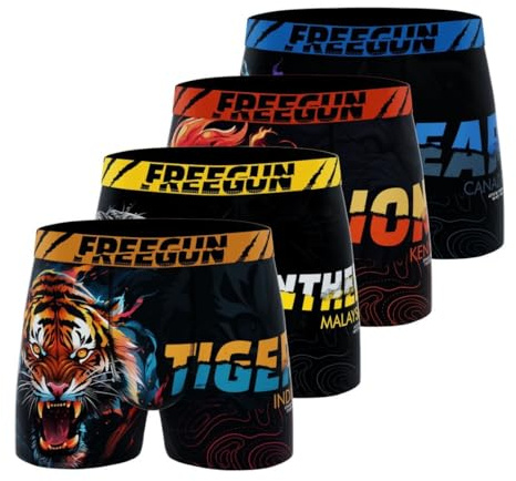 FREEGUN Boxershorts Unterhosen Jungen Sport, 4erPack, OrangeA90 10/12Jahre