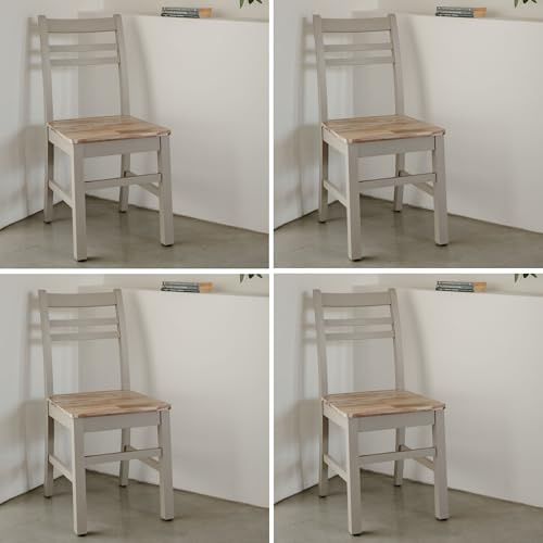 Florence Wooden Dining Chair | Country Style Kitchen Chair with Limed Acacia Hardwood Seat | Quality Kitchen Dining Furniture (truffle, 4-Chairs)