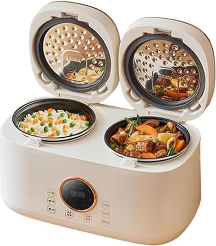 GQQDDD Olla Arrocera Eléctrica, 2l+2l Home Doble Interior Integrado Multifunción Arrocera con Pantalla Táctil Inteligente Y Olla Antiadherente, Cita 12h