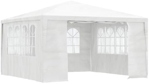 Myheimly Profi Partyzelt mit Seitenwänden UV-beständig Wasserbeständig Pavillon Festzelt Gartenpavillon Gartenzelt Garten Bierzelt Weiß,4 x 4 m