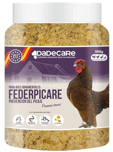 DADECARE Federpicare - Suplemento para Picaje y Canibalismo en Gallinas y en Aves 500g- Harina de Plumas - Nutrición Completa para Gallinas Que se Pican - Vitaminas, Minerales y Aminoácidos