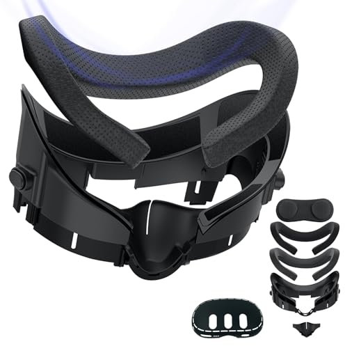 GEEKERA Interfaccia Facciale Maschera Comfort, Compatibile con Meta Quest 3 Face Cover Pad con Botones Ajustables, con Face Pad in PU e Tela de Algodón Hielo, Quest 3 Silicone Sleeve, VR Accesorios