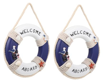 SOIMISS 2piezas Salvavidas De Madera Flotadores para Bar Letreros para Flotadores Decoraciones Náuticas para Casa o Jardín