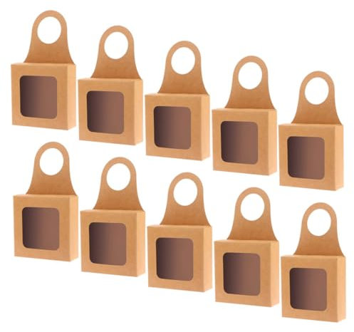Mikinona 10stücke Weinflaschen Geschenkbücher Mit Sichtfenster Kraftpapierboxen Für Weinflaschen Vielseitige Aufbewahrung Für Süßigkeiten Und Snacks Für Und
