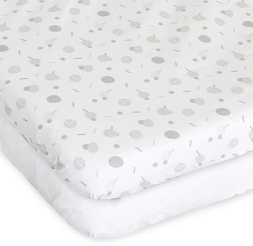 Chicco Next2Me Bettlaken, 100% weiche Baumwolle, originelles und offizielles Zubehör für Next2Me Kinderbett, Baumwolle und Konfetti, 2 Stück
