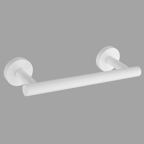 GERZWY 22,9 cm Badetuchstange SUS 304 Edelstahl Badezimmer Handtuchstange Modern Rund Stil Wandhalterung Weiß