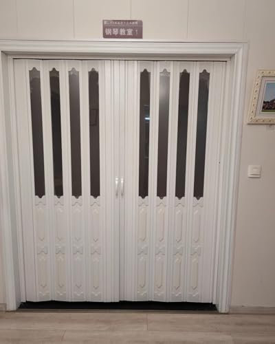 Puerta Plegable Pvc Corredera Puertas Correderas de Interior con Riel Metálico Celosía de Doble Hoja Puerta Plegable - 210cm de Altura, Patio de Pasillo de Dormitorio Plegable Division Plegable(240cmx