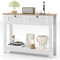 LIFEZEAL Table console, console blanche en bois, table d'entrée à 2 étagères, avec 2 tiroirs, anti-basculement, moderne, couloir, entrée, salon, derrière canapé, max 80 kg, 106 x 30 x 81,5 cm