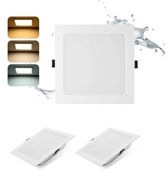 Grebeam Pack 2 Downlight LED Cuadrado 24W 3 Tonos 2200lm Agujero Ø185-210mm