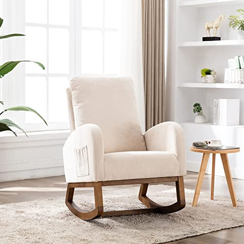 SUKY Mid-Century modernen Stil weichen Schaukelstuhl, Schaukelstuhl für Kinderzimmer, Akzent Wippe für Wohnzimmer, gepolstert hohen Rücken. Geeignet für Wohnzimmer und Schlafzimmer