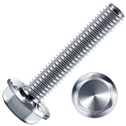 Zynthor 20Pcs M8 Bolts, M8 x 50mm Flanged Hex Head Bolts, External Flange Hex Drive Screws, Zinc Plated, Alloy Steel, Full Thread, Pump, Fix Car, DIY Project