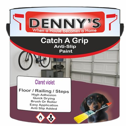 Catch A Grip Anti Slip Floor Paint – Non Slip Coating for Steps, Railings & Garages – 170 Colours, High Adhesion, Quick Dry, Multiple Sizes (Claret violet, 2.5 Litre Tin)
