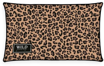 Herding Wild Flowers Leopard Soft Velboa Dekokissen, 30 x 50 cm mit Paspel, 100% Polyester, Mehrfarbig