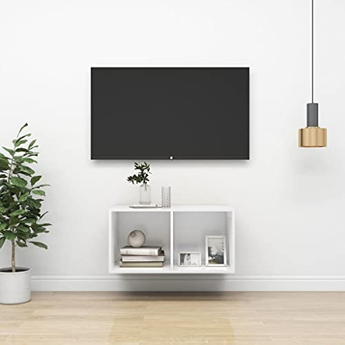 Owoxanthellate TV-Wandschrank Weiß 37x37x72 cm Holzwerkstoff 50 kg Lowboard Wandboard Fernsehtisch für Wohnzimmer Schlafzimmer