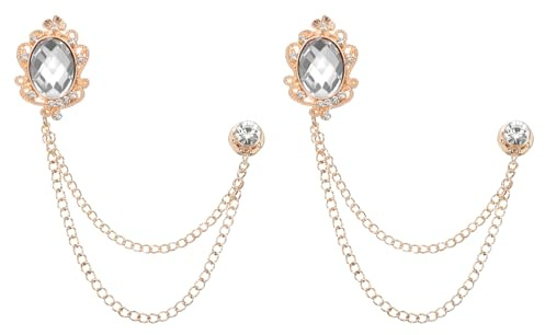 PATIKIL Lot de 2 broches à suspendre avec strass pour homme et femme, pour vêtements, bouquet, manteau, chapeau, sac, ton or (blanc)
