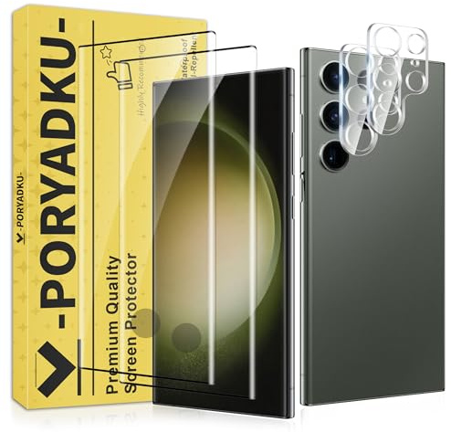 2+2 Pièce Verre Trempé pour Samsung Galaxy S23 Ultra and Caméra Protecteur, Déverrouillage d'empreintes digitales, Sans Bulle, Ultra HD, 9H Dureté, Protection Écran pour Samsung Galaxy S23 Ultra 5G