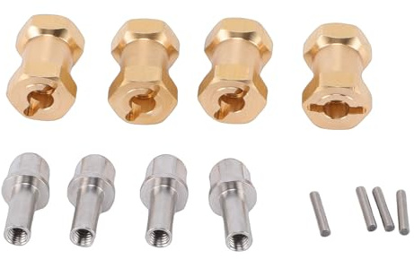 Aramox RC-Car-Spurverbreiterungen, 18-mm-Messing-Radsechskantnaben Verlängern den Antriebsadapter für SCX10 1/10 RC Crawler Car (Gold)