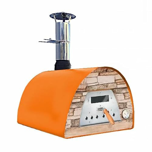 Veloce Pro 70 Holzbackofen Orange Atlas Gestell Schwarz | Atlas Gestell Schwarz, Schieferfront Terrakotta, Backfläche 60 × 60 cm, bis 450 °C, langlebige PRO-Konstruktion