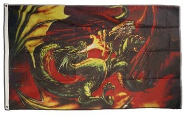 Flaggenfritze Fahne/Flagge Drache gegen Adler + gratis Sticker