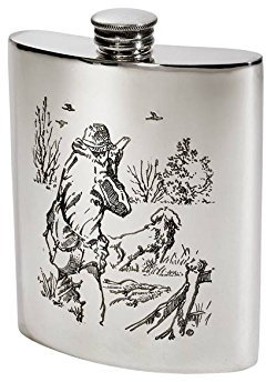 Wentworth Pewter - Flasque de chasse en étain, flasque, flasque à spiritueux, capacité de 177 ml, scène de chasse