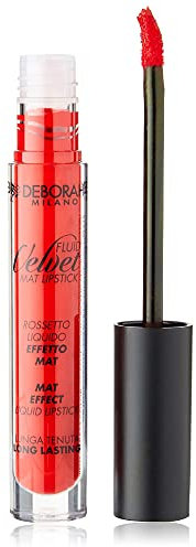 Deborah Fluid Velvet Lipstick N.06 Iconic Red Lunga Tenuta, con Mix di Oli per Labbra Idratate, Morbide e Vellutate