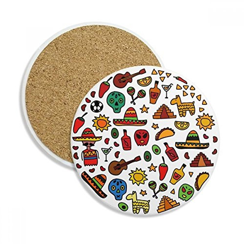 Skull Guitar Pepper Football Illustration Stone Drink Ceramics Coasters for Mug Cup Gift 2pcs