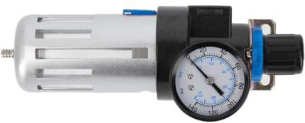 Högert Technik Druckminderer Druckluft, Druckregler Kompressor 1/4, 90ml, 9 BAR/135PSI - Filterregler Luftfilter Druckregler mit Manometer Wasserabscheider